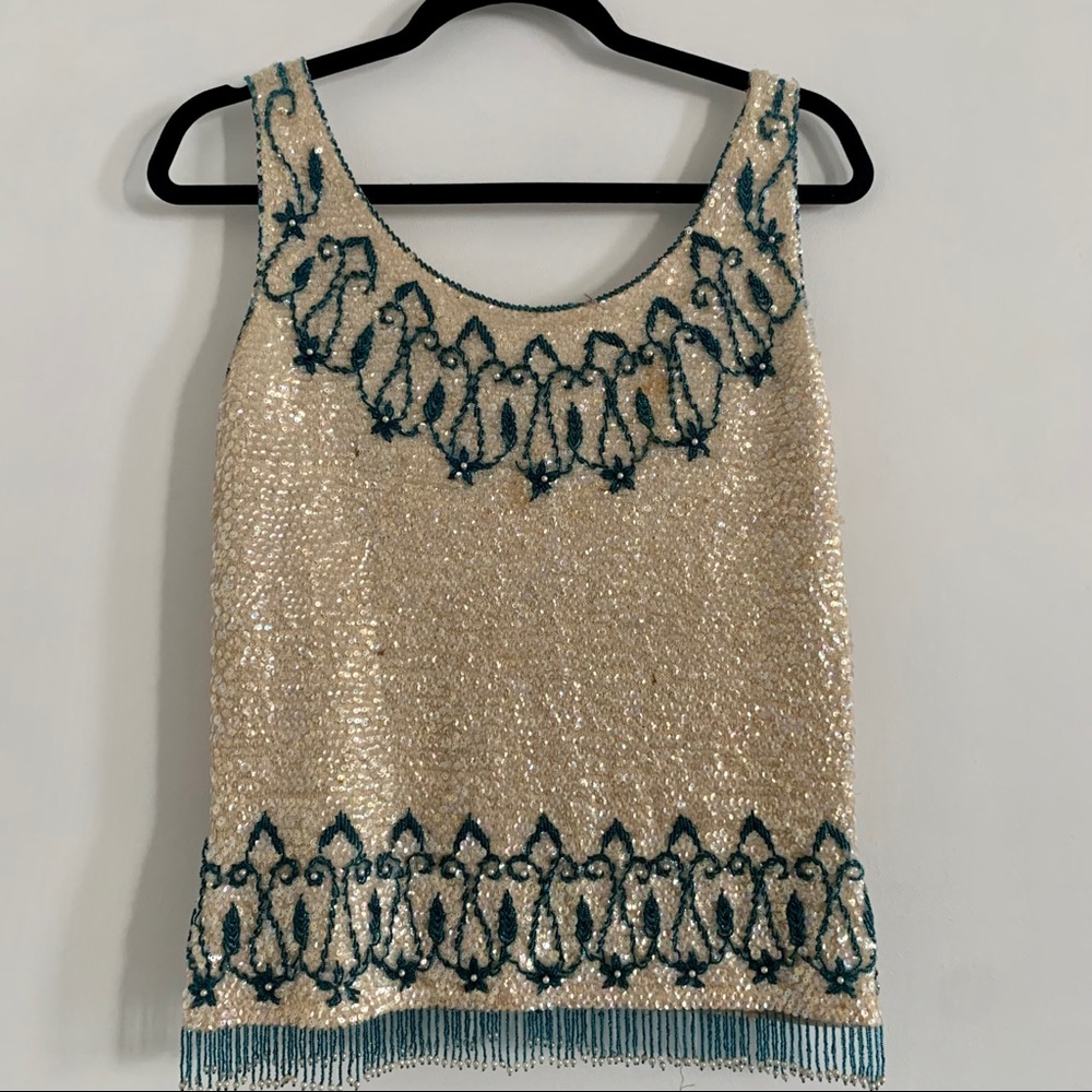 Vintage Sequin and Beaded Sweater Tank